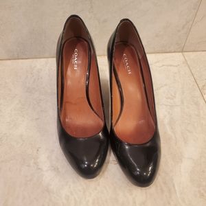 Coach Rileigh Patent Leather Wedge Heals, Size 8B, Black